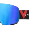 Vuarnet Wide Ski Mask VM2021 001 ha il telaio di colore nero satinato e la lente a tutto schermo esterno blu specchiato e interno grigio